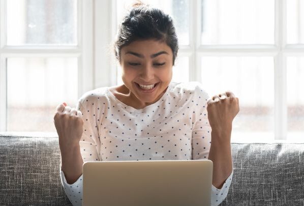 Student excited about winning